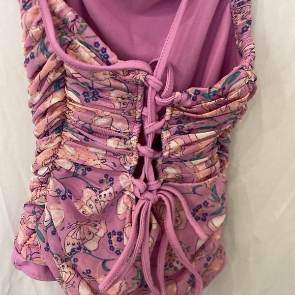 Free People Intimates Purple butterfly print ruched scrunch bodysuit XS - Picture 6 of 8